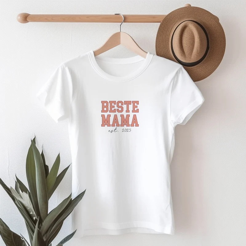 Personalisiertes T-Shirt - Beste Mama - mit Jahreszahl in Weiß | Geschenk zum Muttertag & Geburtstag
