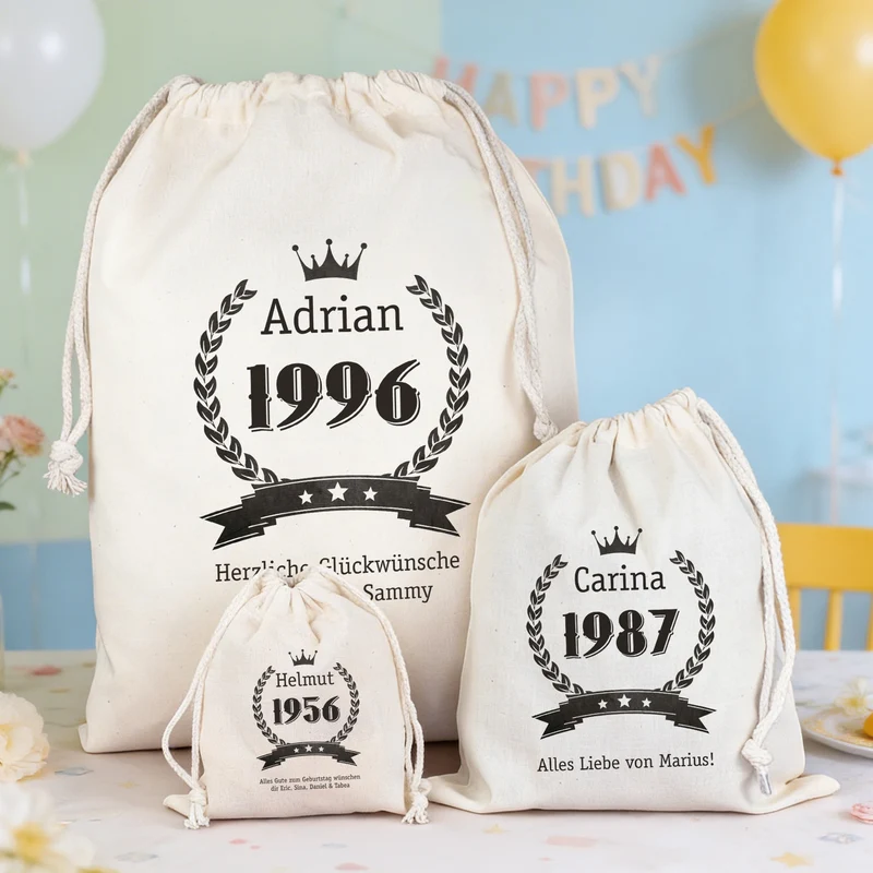 Personalisierter Geschenksack zum Geburtstag mit Name & Wunschtext | Geschenkverpackung in 3 Größen