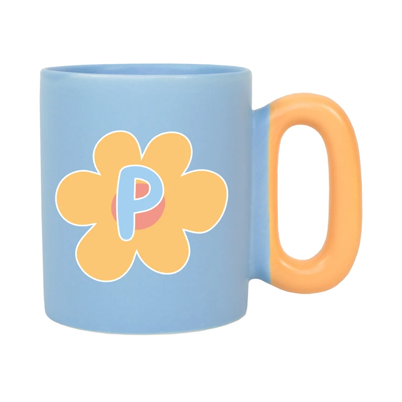 Personalisierte Tasse mit Blume & Initiale | Bunter Porzellan Kaffeebecher von Ritzenhoff & Breker