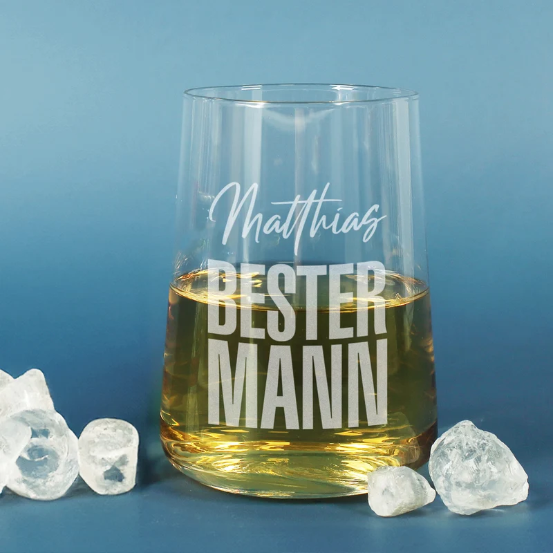 Graviertes Trinkglas - Bester Mann - mit Name | Personalisiertes Männer Geschenk Glas 430 ml