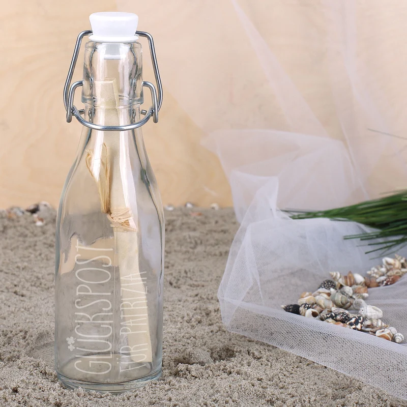 Kleine Glückspost aus der Flasche mit Gravur | Geschenkidee & Geldgeschenk für Lieblingsmenschen