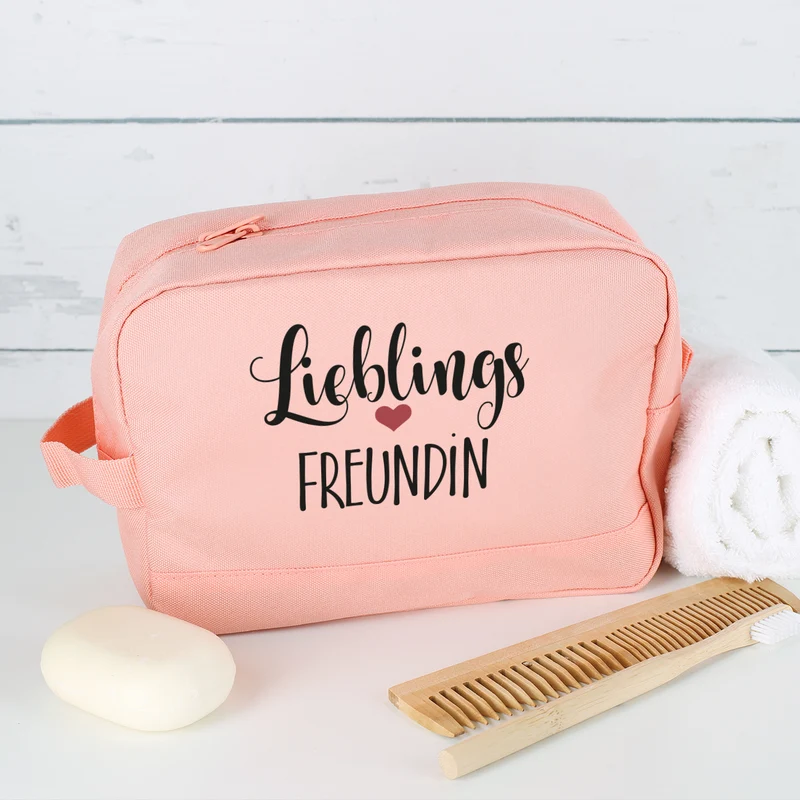 Kulturbeutel 'Lieblings' mit Wunschaufdruck | Personalisierte Waschtasche | 3 Farben