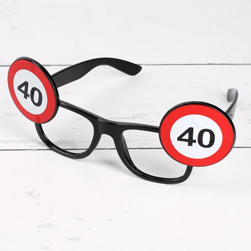 Brille mit Verkehrszeichen zum 40. Geburtstag oder Jubiläum