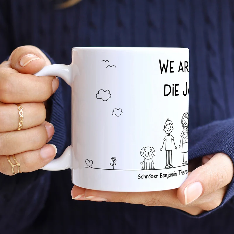 Personalisierte Familientasse mit Namen & Wunschtext | Individuelles Geschenk für Mama, Papa & Familie
