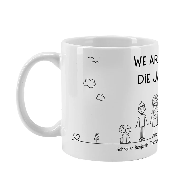 Personalisierte Familientasse mit Namen & Wunschtext | Individuelles Geschenk für Mama, Papa & Familie