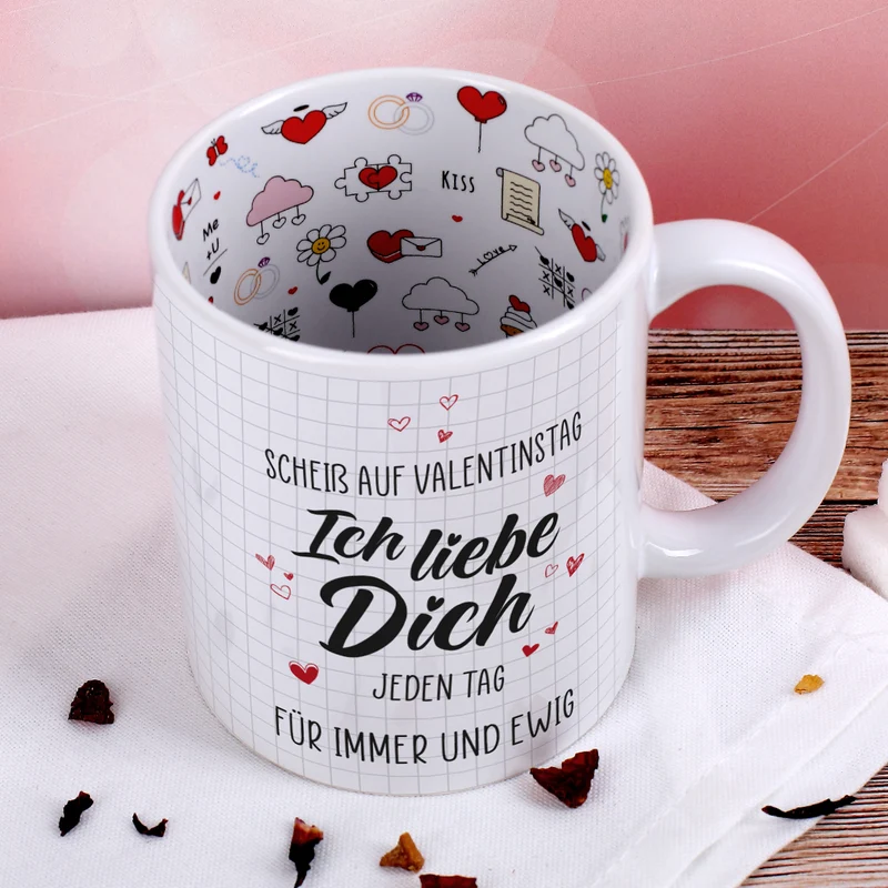Personalisierte Tasse 'Ich liebe dich jeden Tag' mit Wunschtext | Geschenk für Paare & Valentinstag