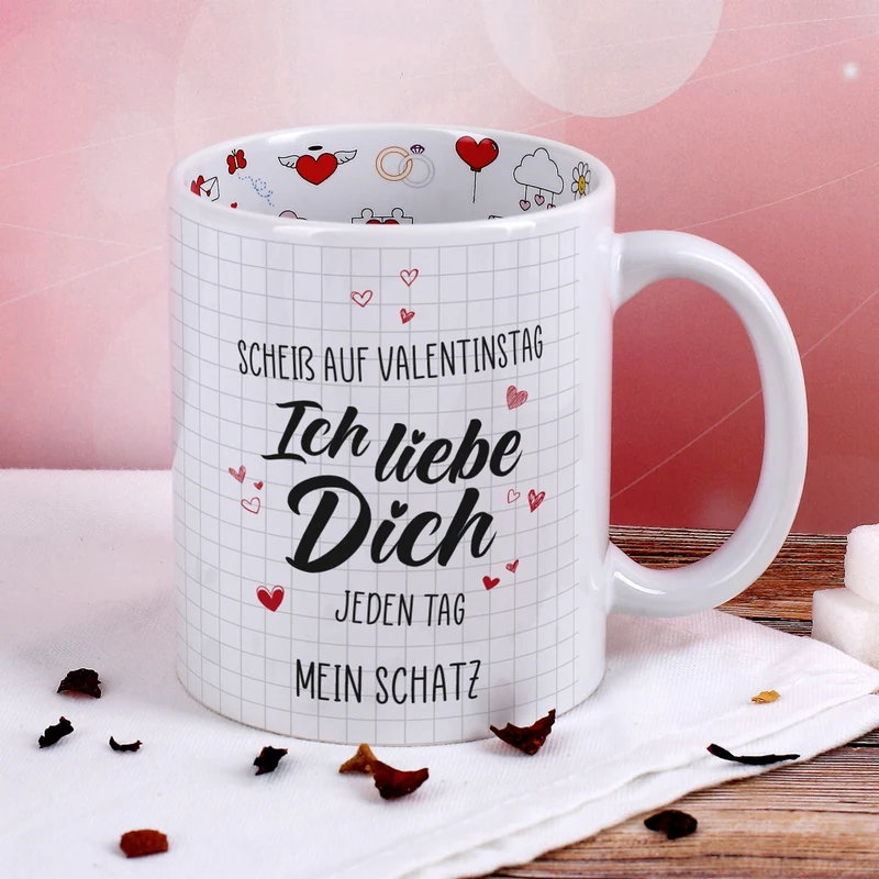 Personalisierte Tasse 'Ich liebe dich jeden Tag' mit Wunschtext | Geschenk für Paare & Valentinstag