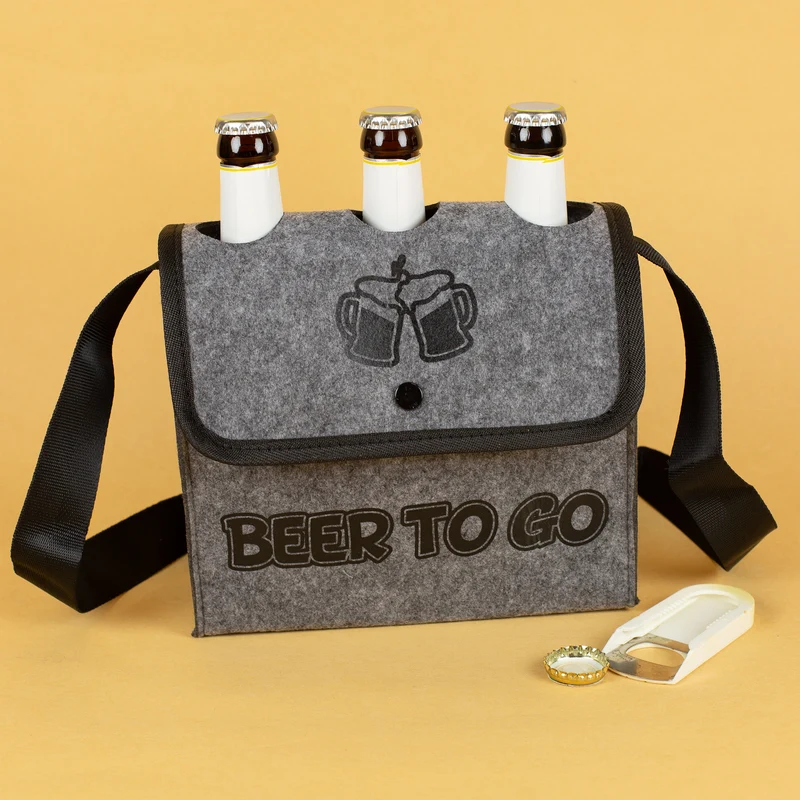 Graue Umhängetasche - Bier to go - für Männer zum Vatertag