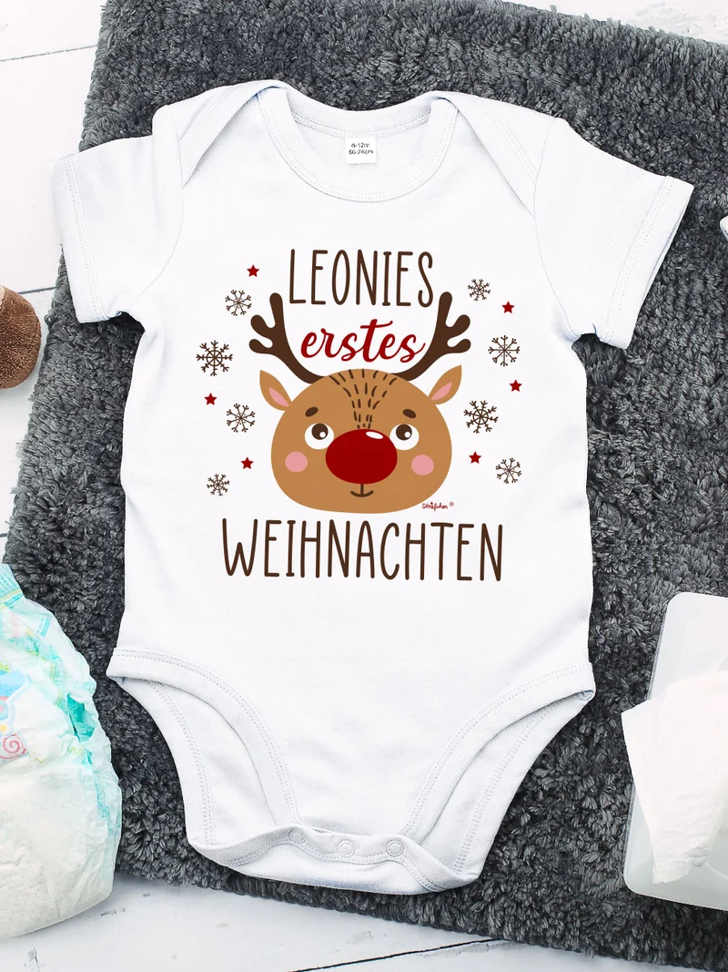 Babybody - erstes Weihnachten - mit niedlichem Rentiermotiv