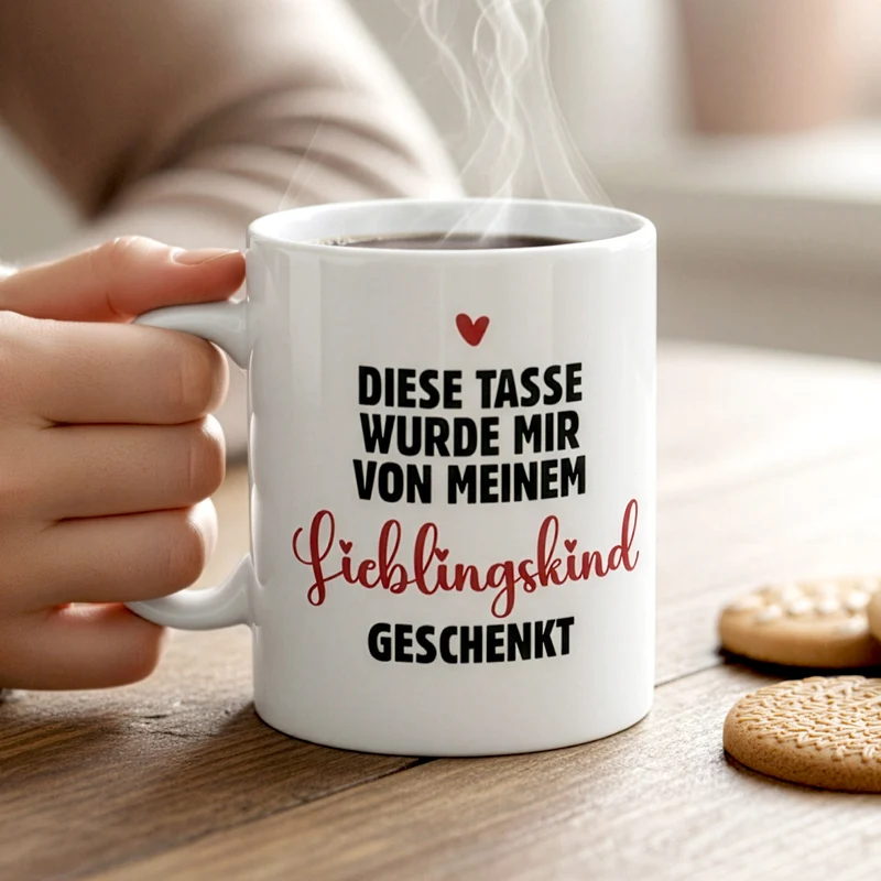 Lustige Tasse für Mama 'vom Lieblingskind geschenkt' | Geschenk für Mütter zum Muttertag & Geburtstag