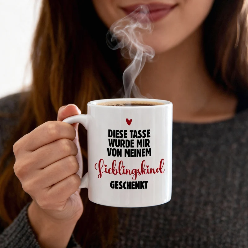 Lustige Tasse für Mama 'vom Lieblingskind geschenkt' | Geschenk für Mütter zum Muttertag & Geburtstag