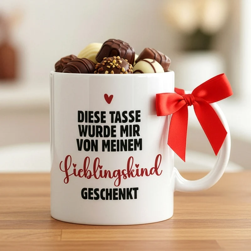 Lustige Tasse für Mama 'vom Lieblingskind geschenkt' | Geschenk für Mütter zum Muttertag & Geburtstag