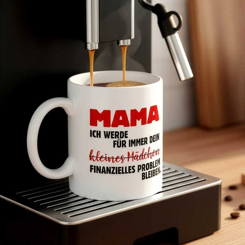 Lustige Tasse für Mama 'Kleines Mädchen - finanzielles Problem' | Geschenk zum Muttertag & Geburtstag