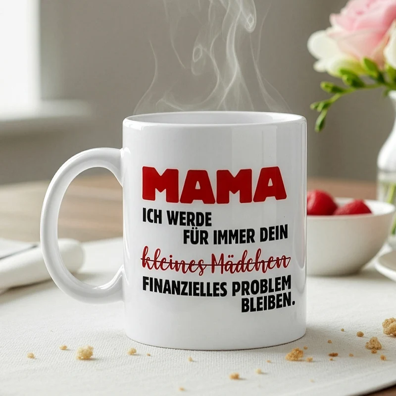 Lustige Tasse für Mama 'Kleines Mädchen - finanzielles Problem' | Geschenk zum Muttertag & Geburtstag