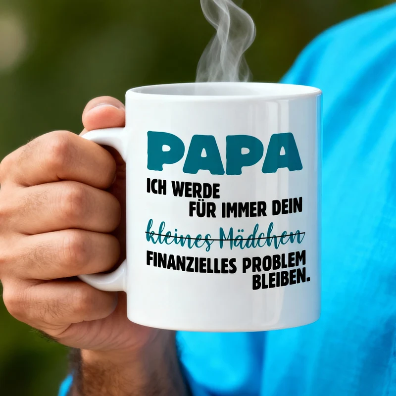 Lustige Tasse für Papa 'Kleines Mädchen - finanzielles Problem' | Geschenk zum Vatertag & Geburtstag