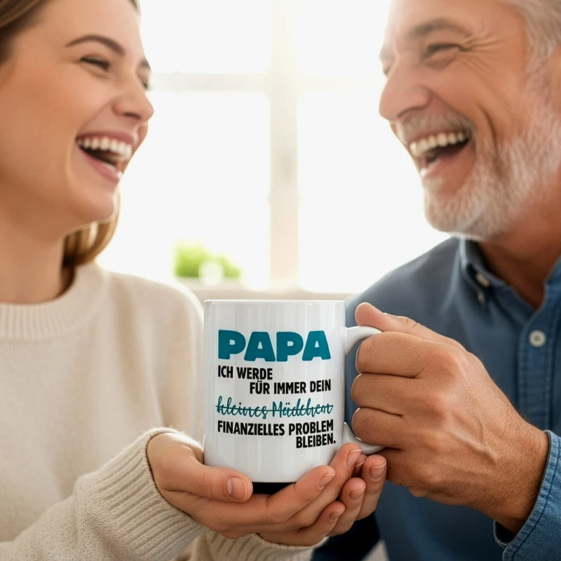 Lustige Tasse für Papa 'Kleines Mädchen - finanzielles Problem' | Geschenk zum Vatertag & Geburtstag