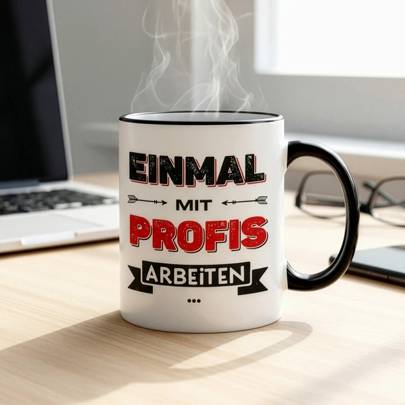 Lustige Tasse für Kollegen mit Spruch 'Einmal mit Profis arbeiten' | Keramiktasse 300 ml