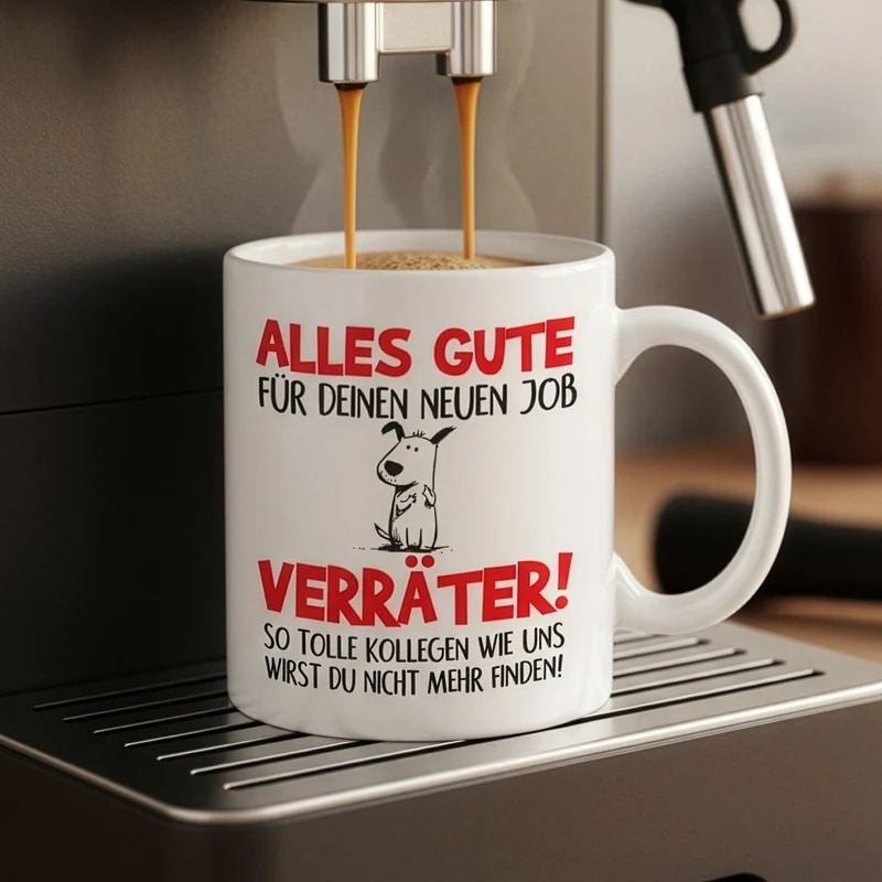 Lustige Tasse 'Alles Gute für deinen neuen Job, Verräter!' | Abschiedsgeschenk für Kollegen