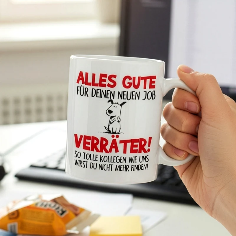 Lustige Tasse 'Alles Gute für deinen neuen Job, Verräter!' | Abschiedsgeschenk für Kollegen