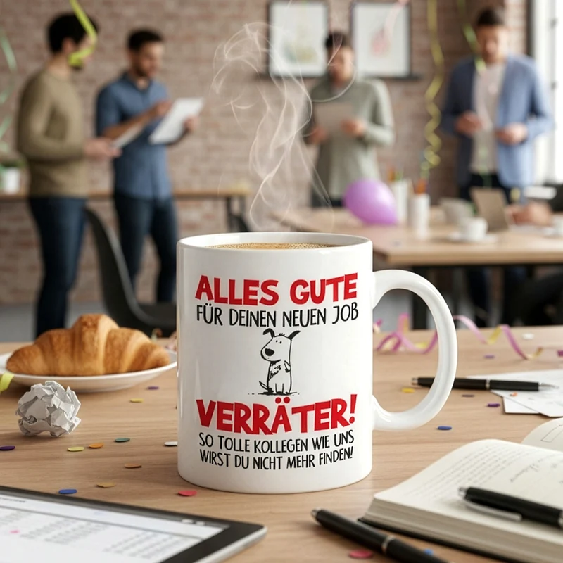 Lustige Tasse 'Alles Gute für deinen neuen Job, Verräter!' | Abschiedsgeschenk für Kollegen