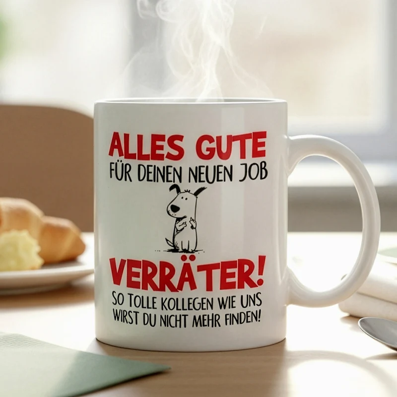 Lustige Tasse 'Alles Gute für deinen neuen Job, Verräter!' | Abschiedsgeschenk für Kollegen