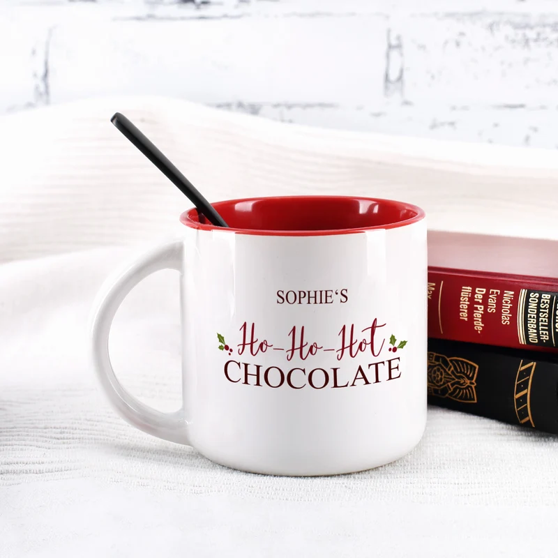 Große weihnachtliche Tasse - Ho-Ho-Hot Chocolate - mit Ihrem Namen