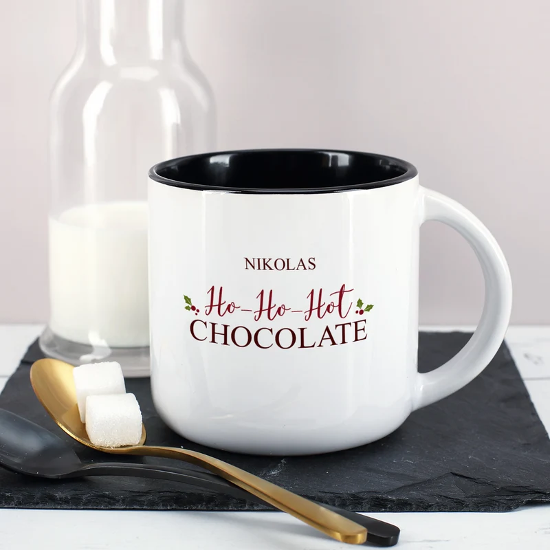 Große weihnachtliche Tasse - Ho-Ho-Hot Chocolate - mit Ihrem Namen