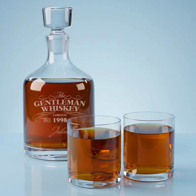 Edles Gentleman-Whisky-Set von Leonardo - personalisiert mit Name und Geburtsjahr | Männergeschenk