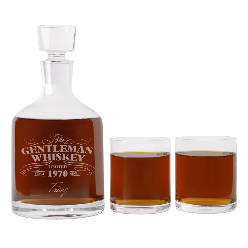 Edles Gentleman-Whisky-Set von Leonardo - personalisiert mit Name und Geburtsjahr | Männergeschenk