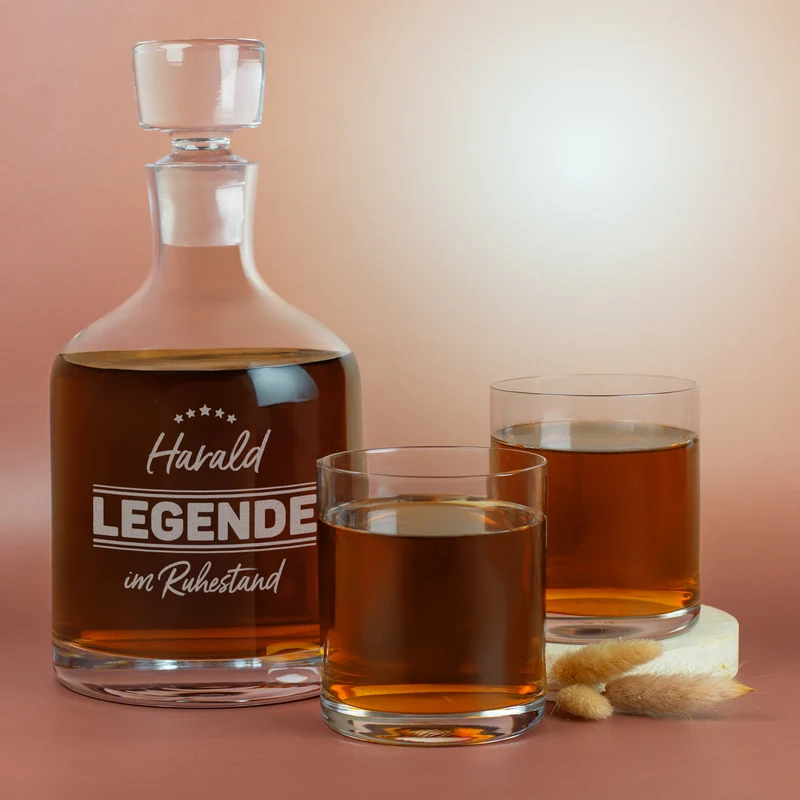 Edles Whisky-Geschenkset von Leonardo ‚Legende im Ruhestand‘ personalisiert mit Name zur Rente