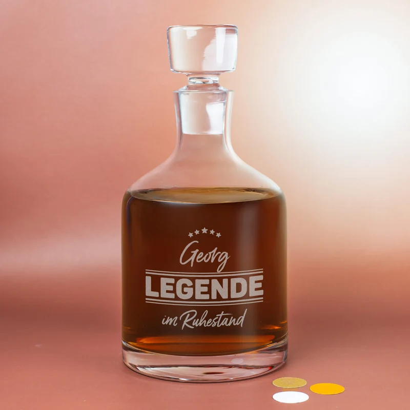 Edles Whisky-Geschenkset von Leonardo ‚Legende im Ruhestand‘ personalisiert mit Name zur Rente