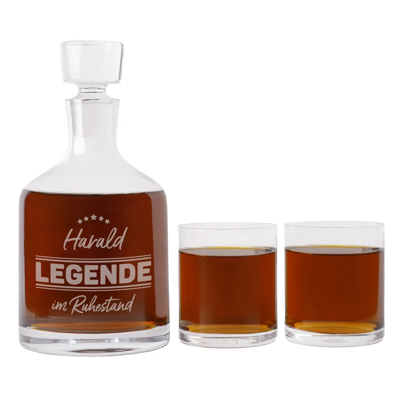Edles Whisky-Geschenkset von Leonardo ‚Legende im Ruhestand‘ personalisiert mit Name zur Rente