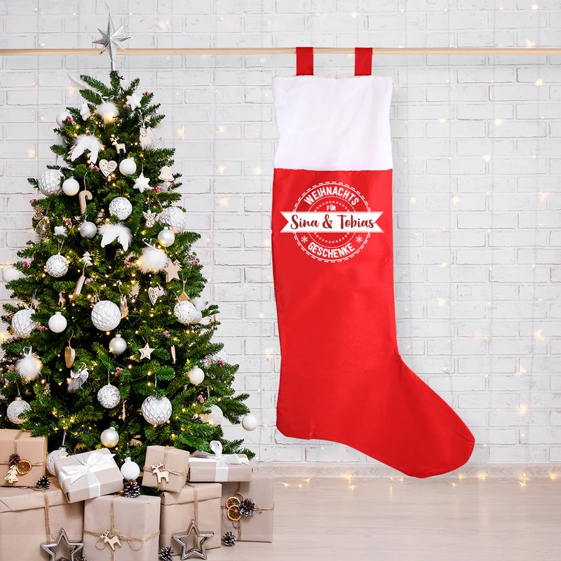 XXL Weihnachtssocke mit persönlichem Aufdruck für Weihnachtsgeschenke
