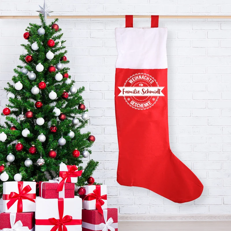 XXL Weihnachtssocke mit persönlichem Aufdruck für Weihnachtsgeschenke