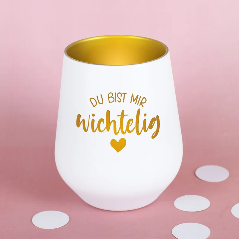 Windlicht 'Du bist mir wichtelig' in Schwarz-Gold & Weiß-Gold | Weihnachtsgeschenk & Wichtelidee