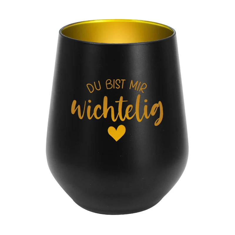 Windlicht 'Du bist mir wichtelig' in Schwarz-Gold & Weiß-Gold | Weihnachtsgeschenk & Wichtelidee
