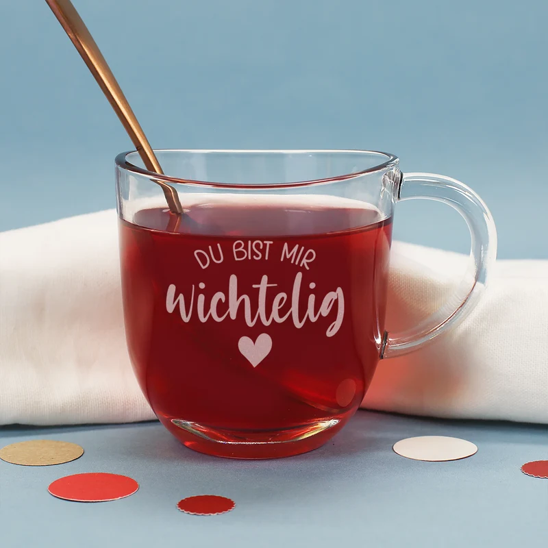Leonardo Teeglas 'Du bist mir wichtelig' mit Gravur | Geschenk zu Weihnachten für Herzensmenschen