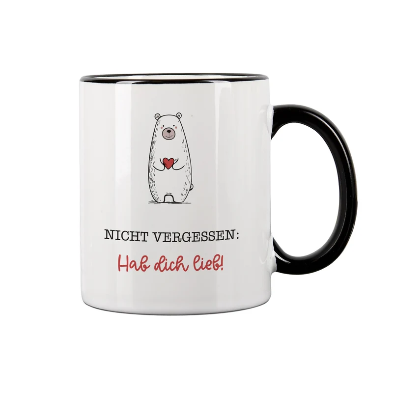Tasse 'Hab dich lieb' mit Bärenmotiv | Liebevolle Keramiktasse für Partner, Familie & Freunde
