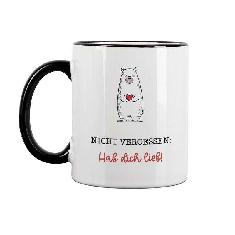 Tasse 'Hab dich lieb' mit Bärenmotiv | Liebevolle Keramiktasse für Partner, Familie & Freunde