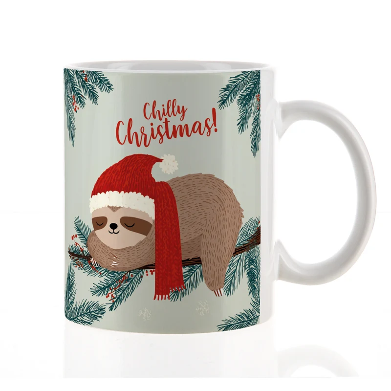 Weihnachtstasse mit Faultier & Spruch 'Chilly Christmas!' | Lustige Geschenkidee zu Weihnachten