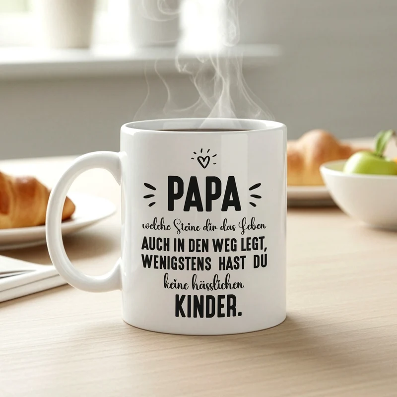Tasse für Papa mit Spruch wenigstens hast du keine hässlichen Kinder