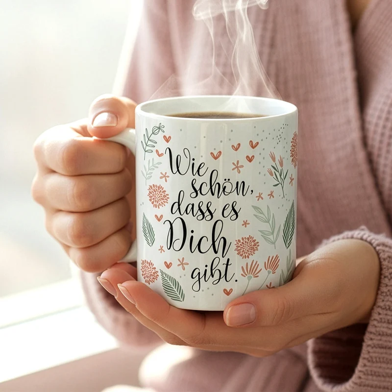 Keramik Tasse - Wie schön, dass es Dich gibt | Geschenk zum Geburtstag, Muttertag oder als Dankeschön