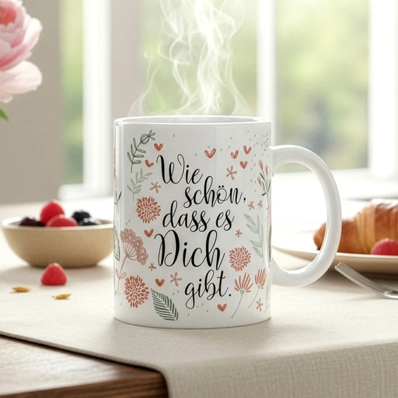Keramik Tasse - Wie schön, dass es Dich gibt | Geschenk zum Geburtstag, Muttertag oder als Dankeschön