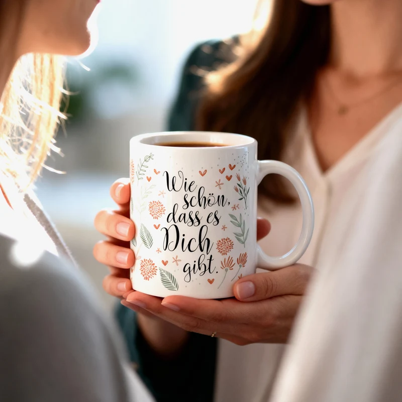Keramik Tasse - Wie schön, dass es Dich gibt | Geschenk zum Geburtstag, Muttertag oder als Dankeschön