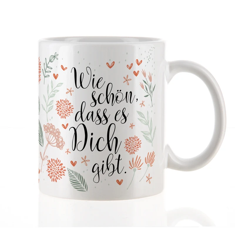 Keramik Tasse - Wie schön, dass es Dich gibt | Geschenk zum Geburtstag, Muttertag oder als Dankeschön