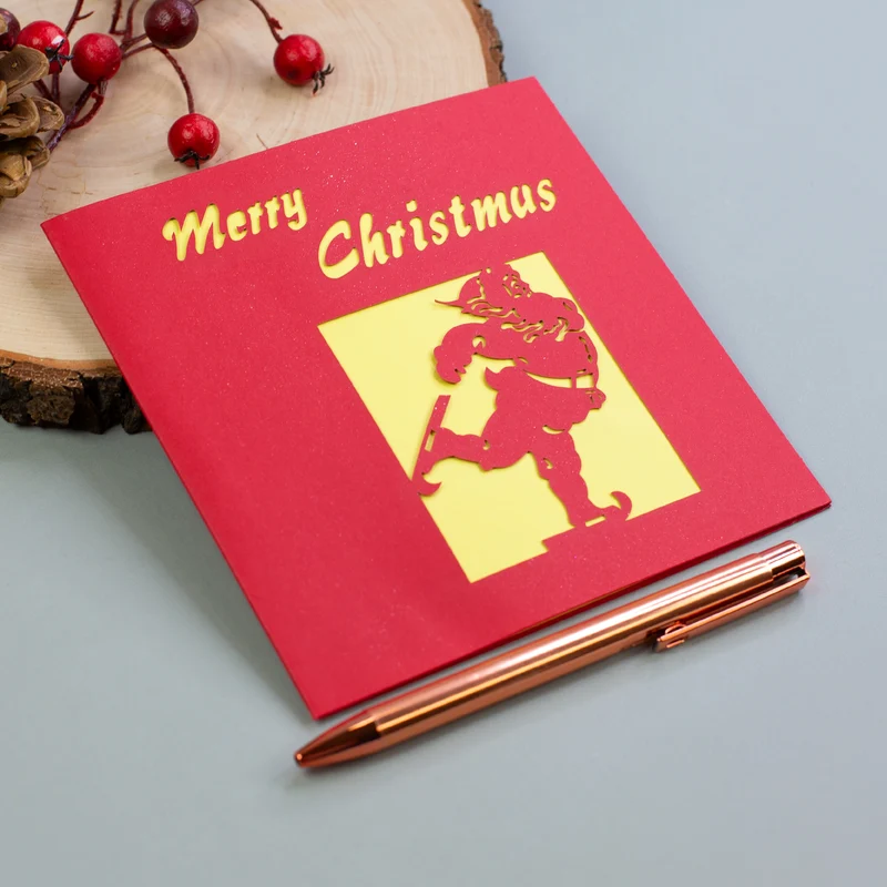 3D Weihnachts-Grußkarten mit aufklappbarem Scherenschnitt-Motiv