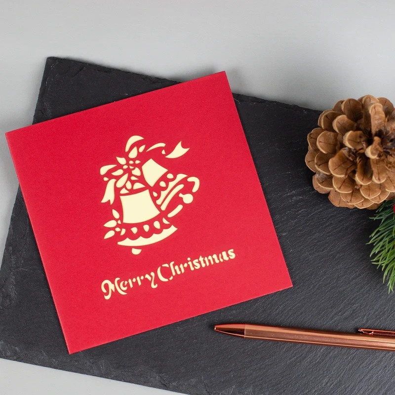 3D Weihnachts-Grußkarten mit aufklappbarem Scherenschnitt-Motiv