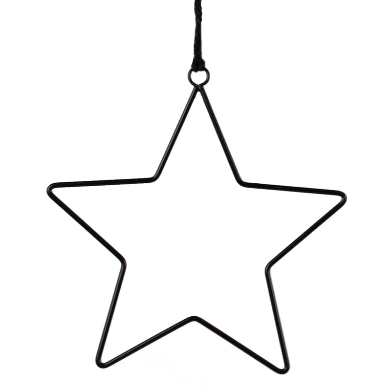 4er Set Schwarze Metallsterne zum Aufhängen | Weihnachtsdekoration