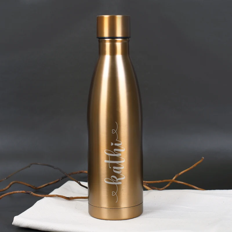 Thermosflasche in schwarz oder kupfer mit Namensgravur