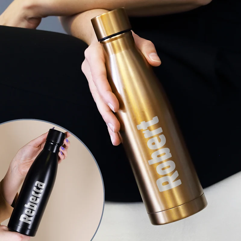 Thermosflasche in zwei Farben mit Ihrem Wunschnamen